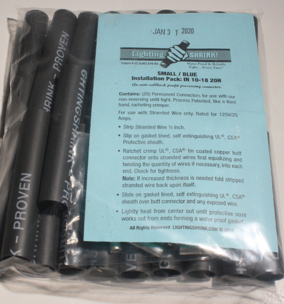 Lighting Shrink Small Blue Connectors 20 Pack